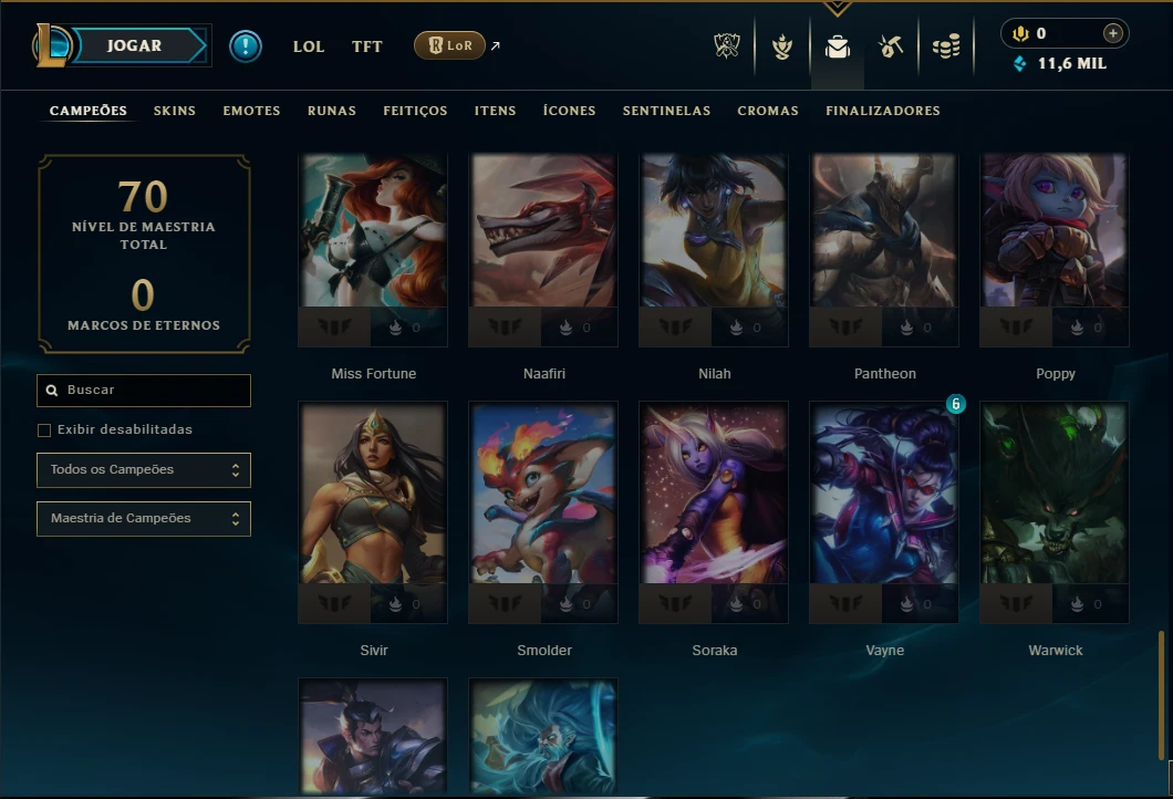 Esmeralda 1 com 55 Champs e 12 Skins - League of Legends LOL
