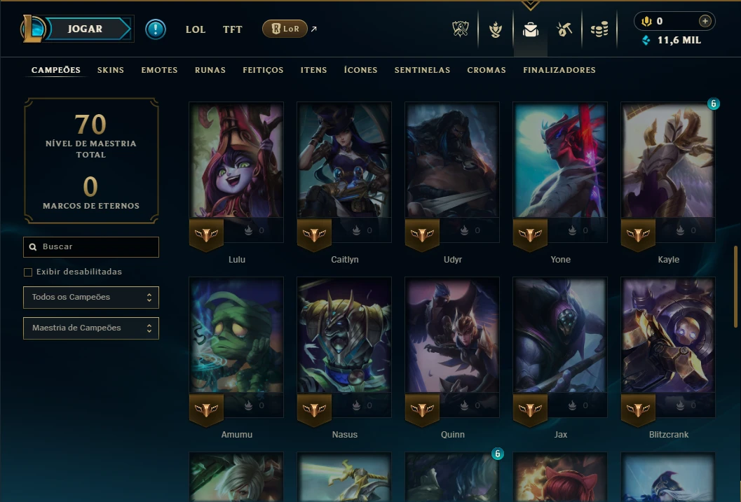Esmeralda 1 com 55 Champs e 12 Skins - League of Legends LOL