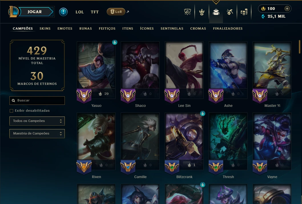 Prata 3 com 125 Champs e 104 Skins ( Mais de 80 Jogos ) - League of Legends LOL