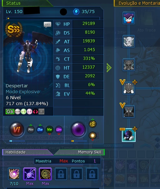 Conta Servidor  Omegamon LADMO SSS+ - Digimon Masters Online