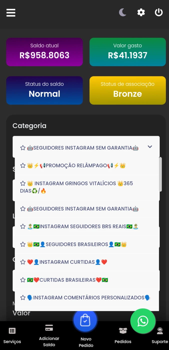 Painel de seguidores lucrativo - Redes Sociais