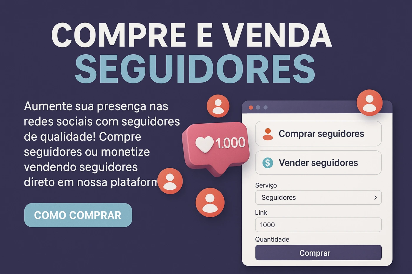 plataforma para voce comprar seguidores ou vender - Redes Sociais