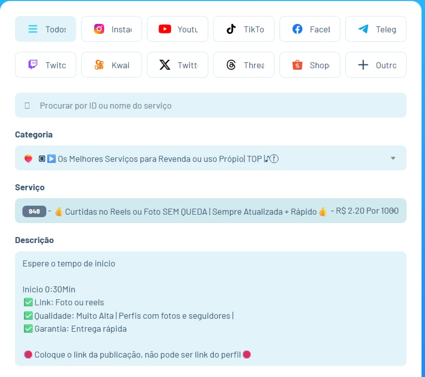 Painel De Seguidores Completo - Redes Sociais