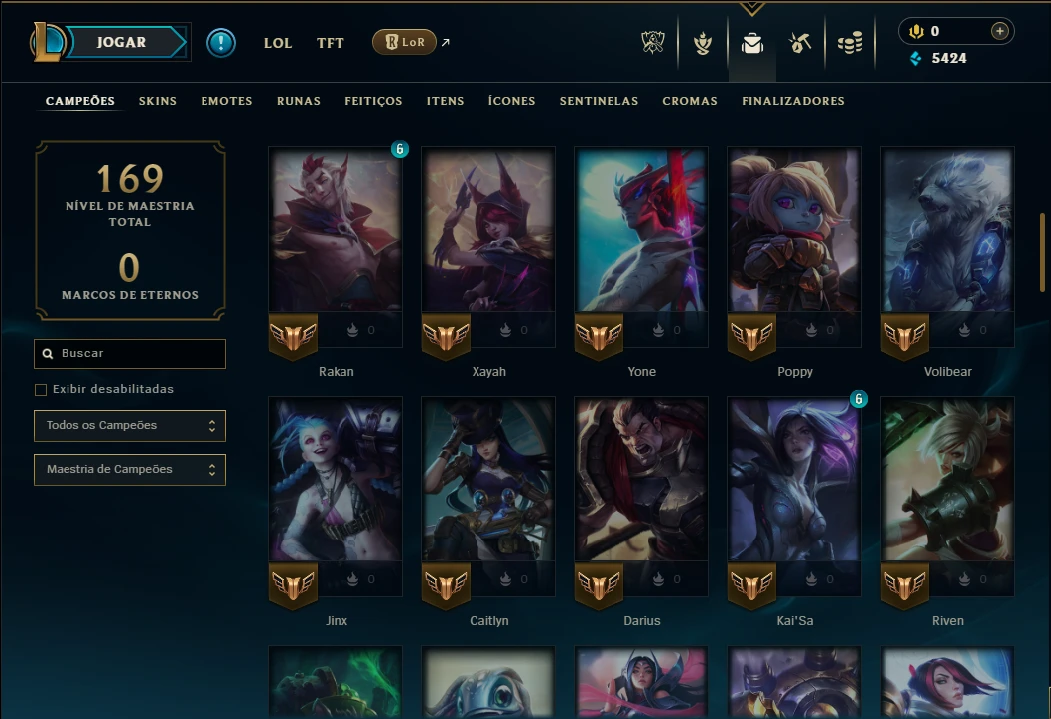 Platina 3 com 80 Champs e 20 Skins - League of Legends LOL