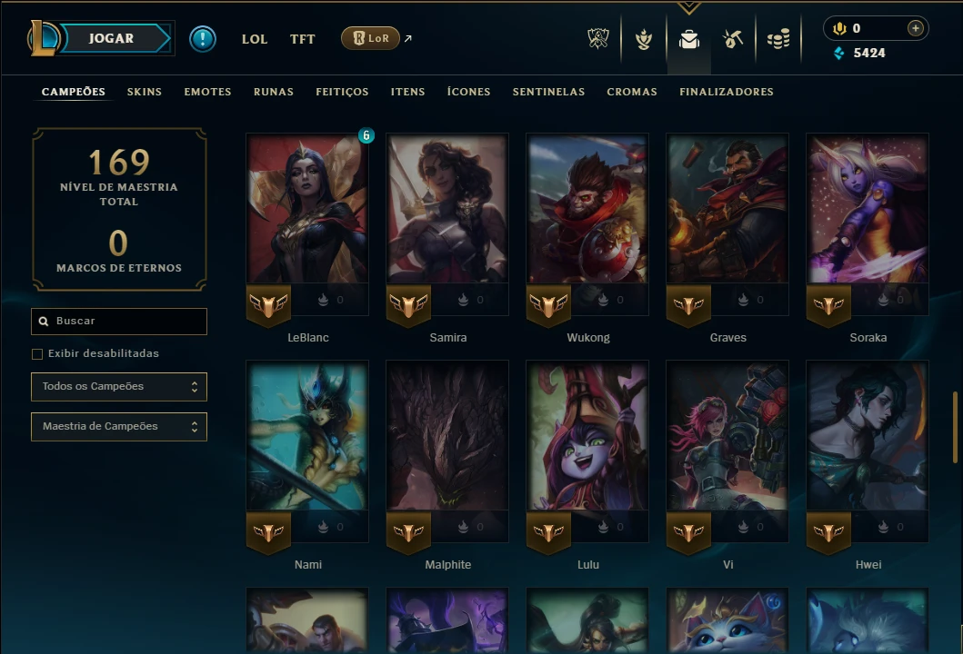 Platina 3 com 80 Champs e 20 Skins - League of Legends LOL