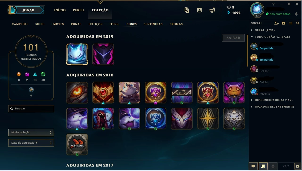 Conta Borda Gold 97 Champ 111Skins 100Icones 5 Skins Gold League