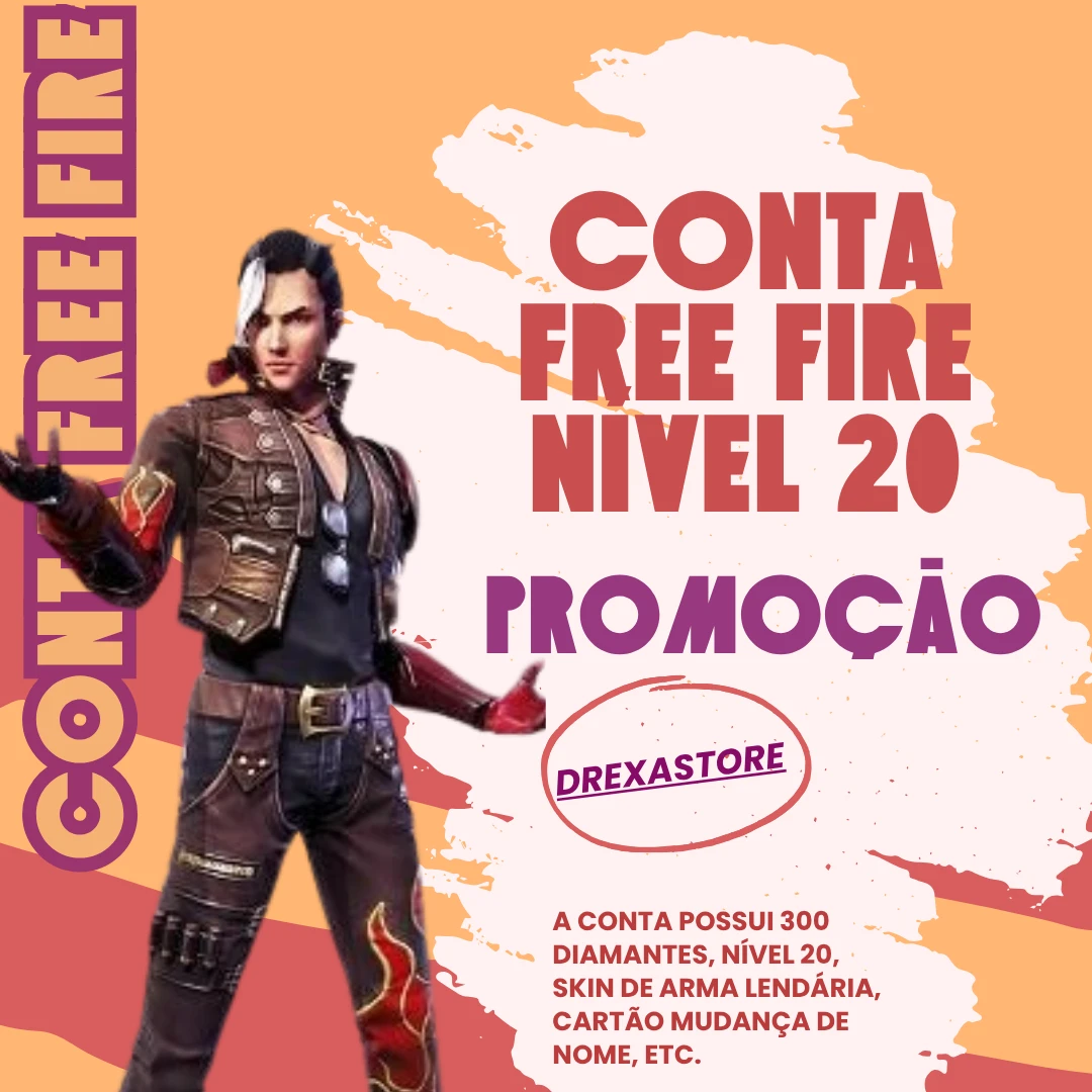 Conta free fire nível 20 + 300 diamantes