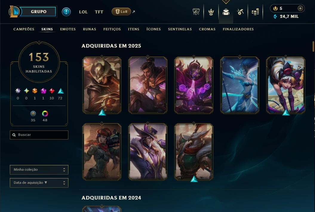 Conta Lol 100% Segura Full Acesso| 153 Skins | Lvl 382 - League of Legends
