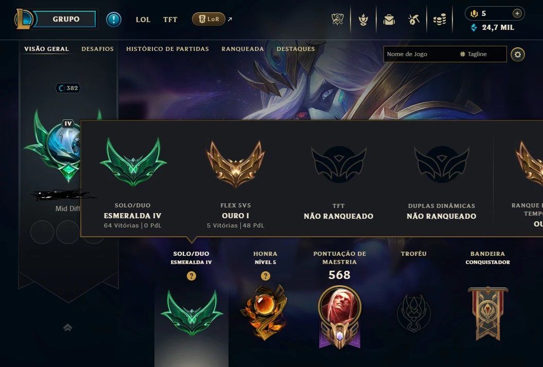 Conta Lol 100% Segura Full Acesso| 153 Skins | Lvl 382 - League of Legends