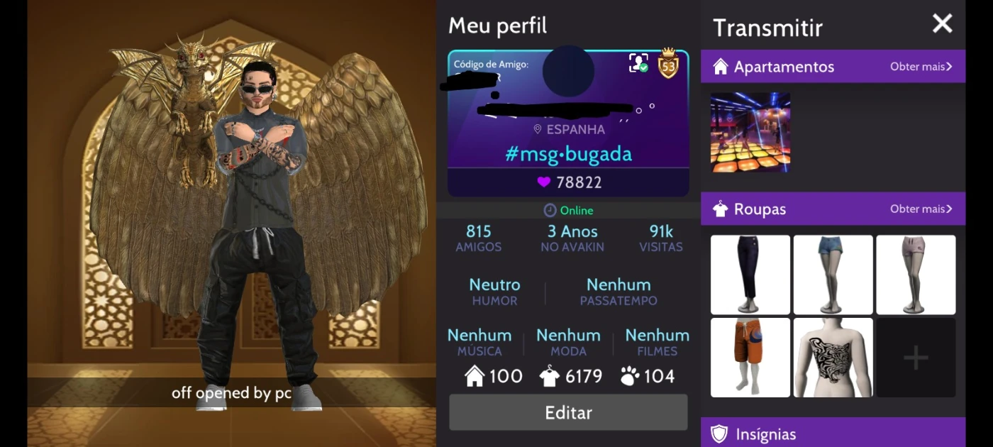 Avakin life conta LV 53 6k de itens asa de 250k dragão 300k