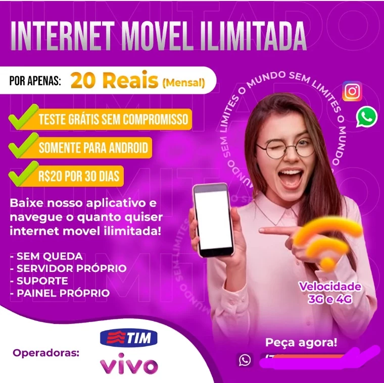 Internet móvel ilimitada você conectado 24 horas por dia - Outros