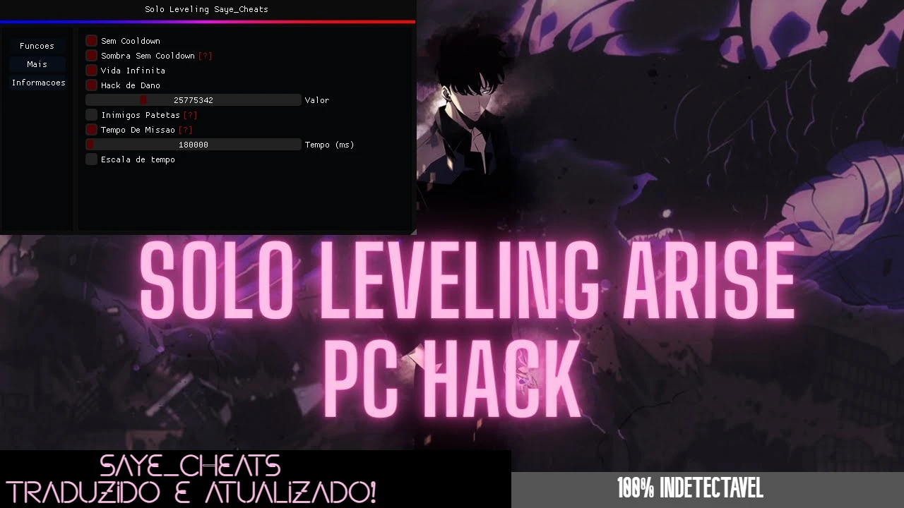 Solo Leveling:Arise Cheat/Hack/Script 0% BANRATE TRADUZIDO - Steam
