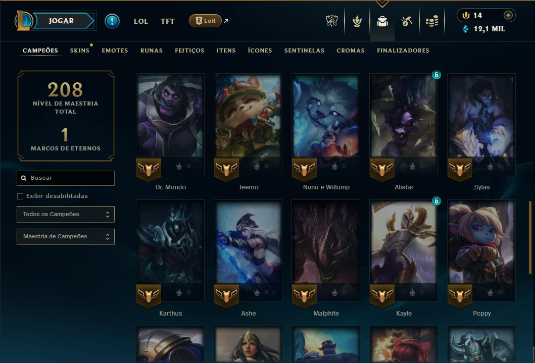 Unranked com 45 Champs e 22 Skins - League of Legends LOL
