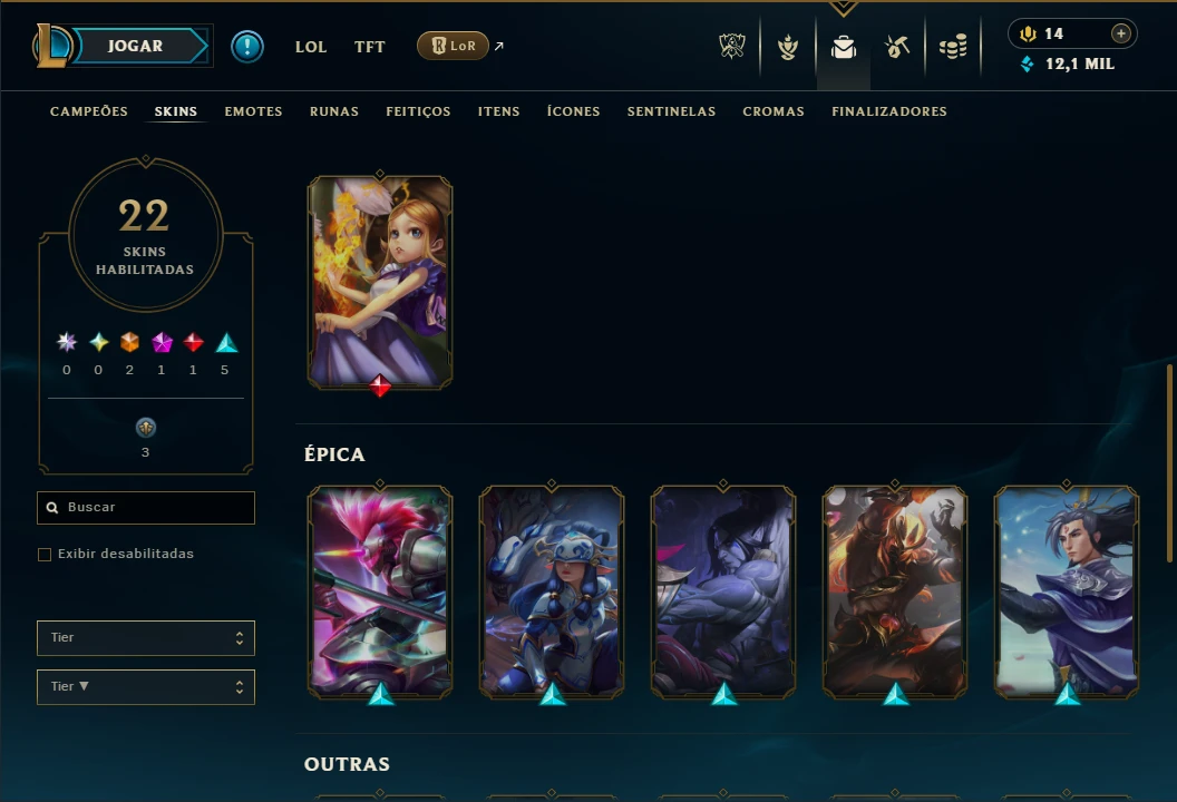 Unranked com 45 Champs e 22 Skins - League of Legends LOL