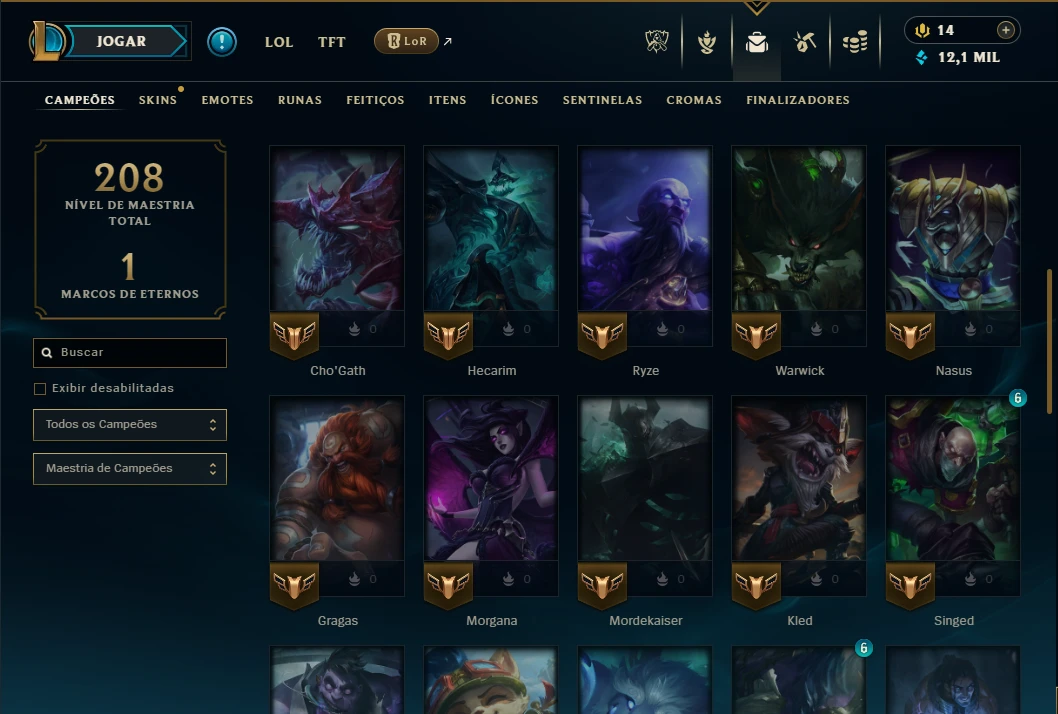 Unranked com 45 Champs e 22 Skins - League of Legends LOL