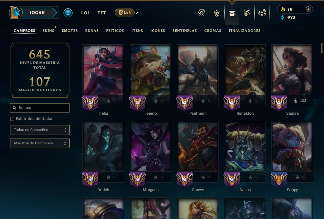 Esmeralda 4 com TODOS os Champs e 223 Skins (TOP / SUP / JG) - League of Legends LOL