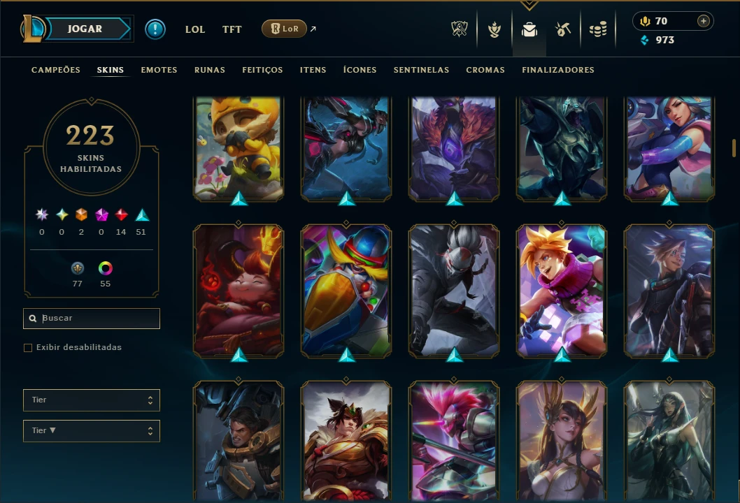 Esmeralda 4 com TODOS os Champs e 223 Skins (TOP / SUP / JG) - League of Legends LOL