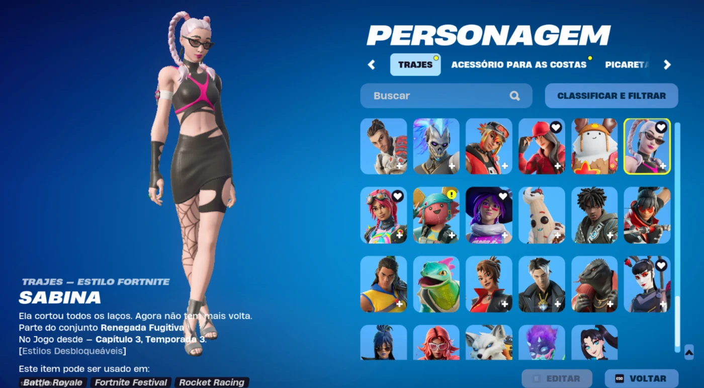 Conta Fortnite com Wildcat e outras skins de clube