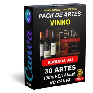 Pack Canva Vinho - 30 Artes Editáveis