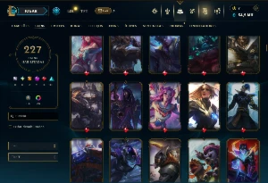 Ouro 1 com TODOS os Champs e 227 Skins ( MID / JG / SUP ) - League of Legends LOL