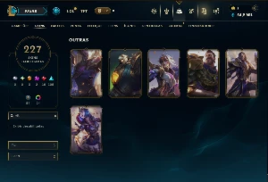 Ouro 1 com TODOS os Champs e 227 Skins ( MID / JG / SUP ) - League of Legends LOL