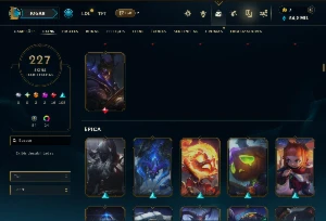 Ouro 1 com TODOS os Champs e 227 Skins ( MID / JG / SUP ) - League of Legends LOL