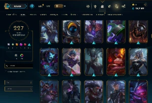 Ouro 1 com TODOS os Champs e 227 Skins ( MID / JG / SUP ) - League of Legends LOL