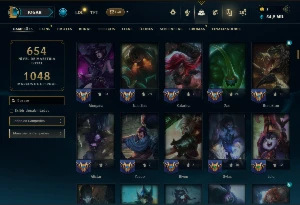 Ouro 1 com TODOS os Champs e 227 Skins ( MID / JG / SUP ) - League of Legends LOL