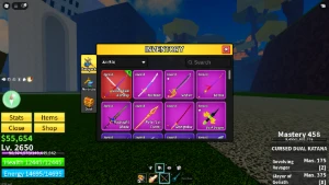 Conta com CDK, Dough despertada, Skull Guitar, fruta mítica - Roblox