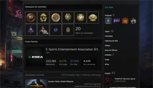 Conta 10anos steam cs COM PRIME, lvl 18gc com MEDALHAS RARAS - Counter Strike