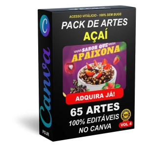 Pack Canva Açaí - 65 Artes Editáveis