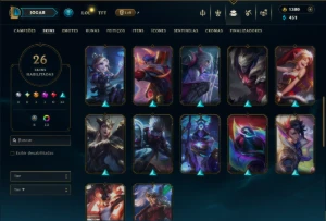 Ouro 2 com 115 Champs e 26 Skins +1380 RP - League of Legends LOL