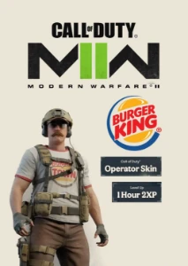 Skin Operator Burger King +2xp Dlc Call Of Duty Mw2 Warzone2