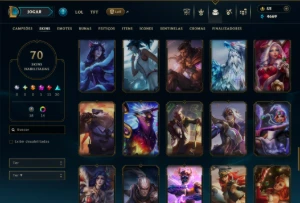 Platina 4 com TODOS os Champs e 70 Skins ( MID / ADC / TOP ) - League of Legends LOL