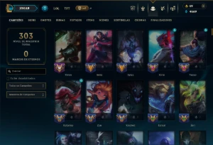 Platina 4 com TODOS os Champs e 70 Skins ( MID / ADC / TOP ) - League of Legends LOL