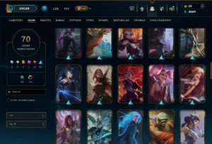 Platina 4 com TODOS os Champs e 70 Skins ( MID / ADC / TOP ) - League of Legends LOL