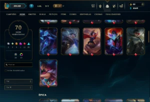 Platina 4 com TODOS os Champs e 70 Skins ( MID / ADC / TOP ) - League of Legends LOL