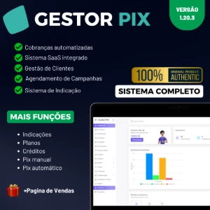 Gestor Pix IPTV SaaS - Sistema para Cobranças Via W.h.atsApp