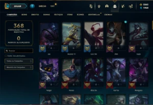 Unranked com 105 Champs e 63 Skins + 5200 RP - League of Legends LOL