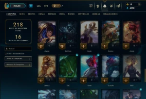 Ouro 1 com 65 Champs e 22 Skins - League of Legends LOL