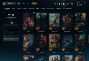 Ouro 1 com 65 Champs e 22 Skins - League of Legends LOL