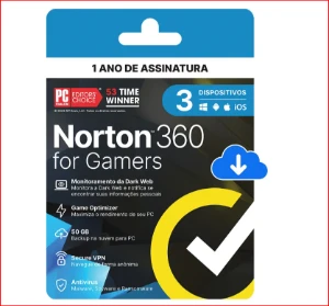 Ativirus Norton 360 game Dispositivos1 Ano + vpn ilimitado