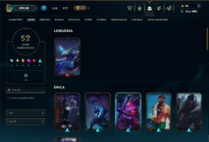 Unranked com 110 Champs e 52 Skins - League of Legends LOL