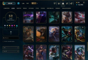 Unranked com 110 Champs e 52 Skins - League of Legends LOL