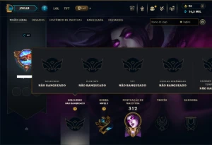 Unranked com 110 Champs e 52 Skins - League of Legends LOL