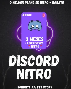 Discord Nitro 3 Meses + 6 Impulsos + ativação gratuita