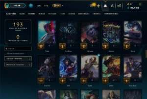 Mestre com 105 Champs e 12 Skins - League of Legends LOL