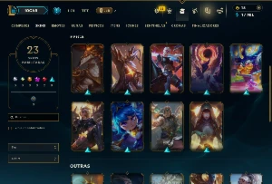 Platina 4 com 70 Champs e 23 Skins +60 Espolios - League of Legends LOL