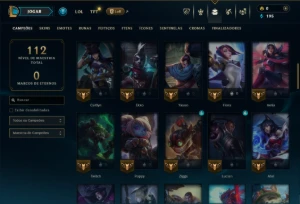 Ouro 1 com 70 Champs e 19 Skins - League of Legends LOL
