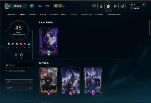 Bronze 4 com 150 Champs e 45 Skins +3 Prestigios +1 Exaltada - League of Legends LOL